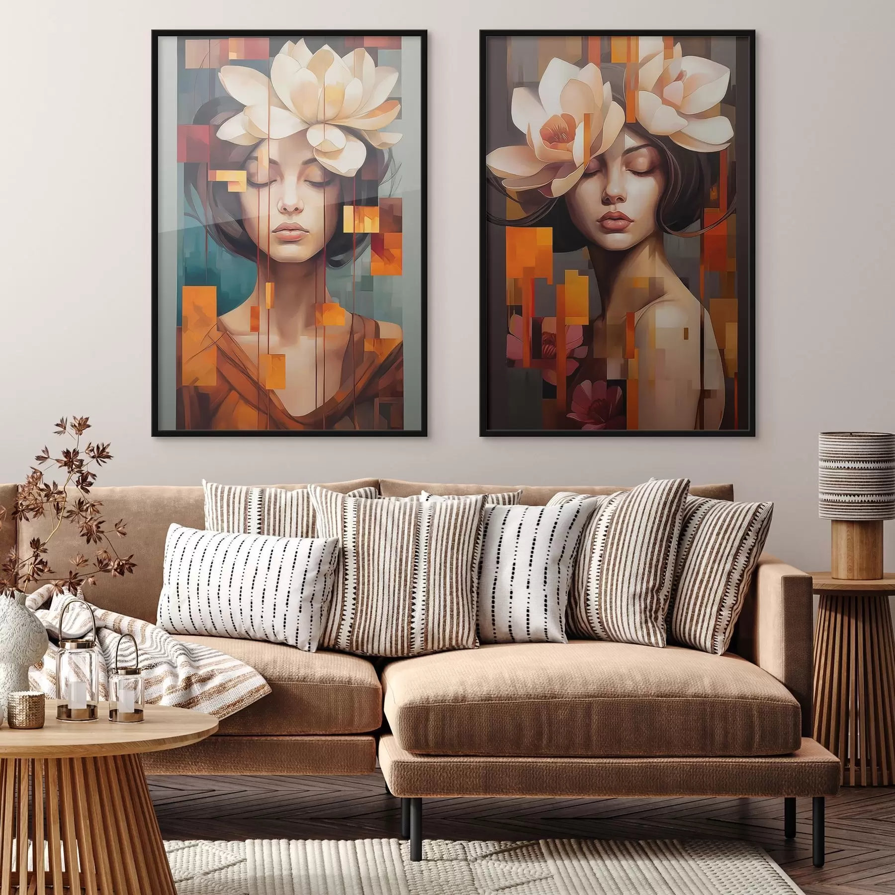 Fototapetes Sieviete ar ziediem d00734