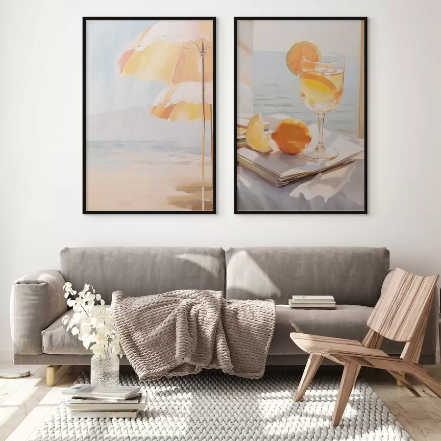 Fototapetes Pludmales ainava un kokteilis glāzē d00793