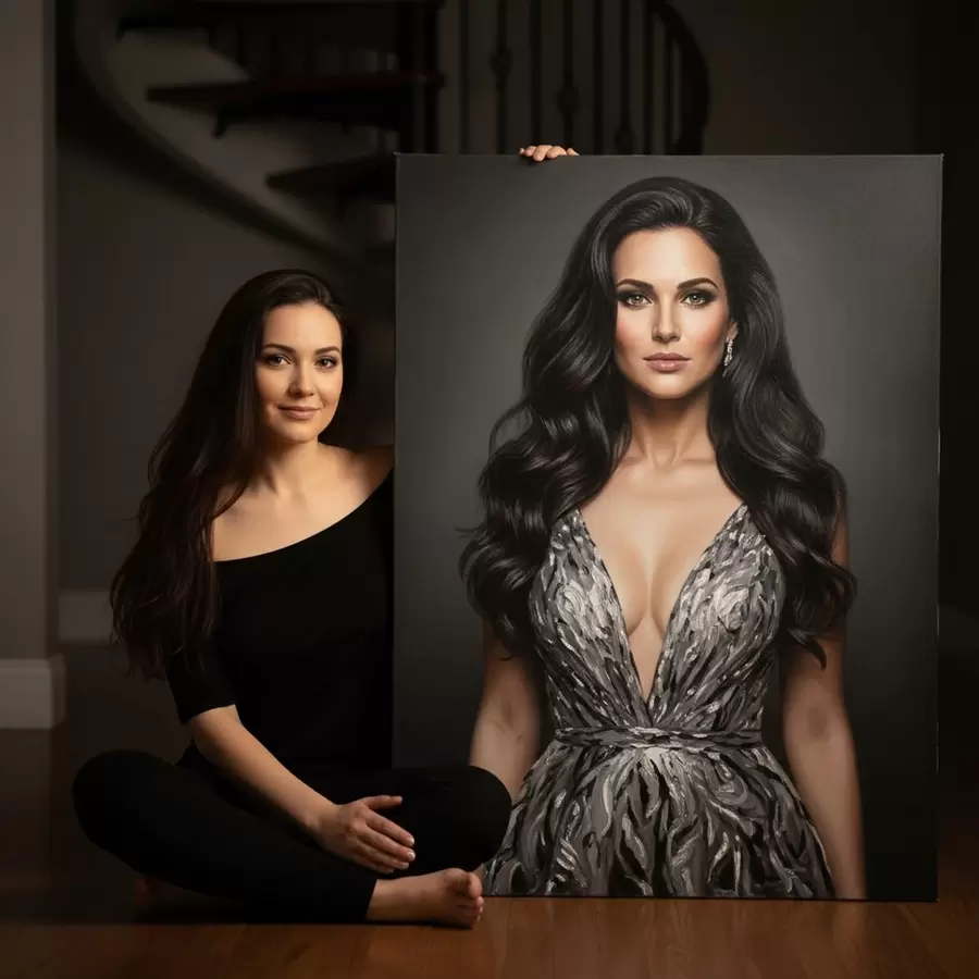 Glezna Liels portrets no fotogrāfijas sienai s47160