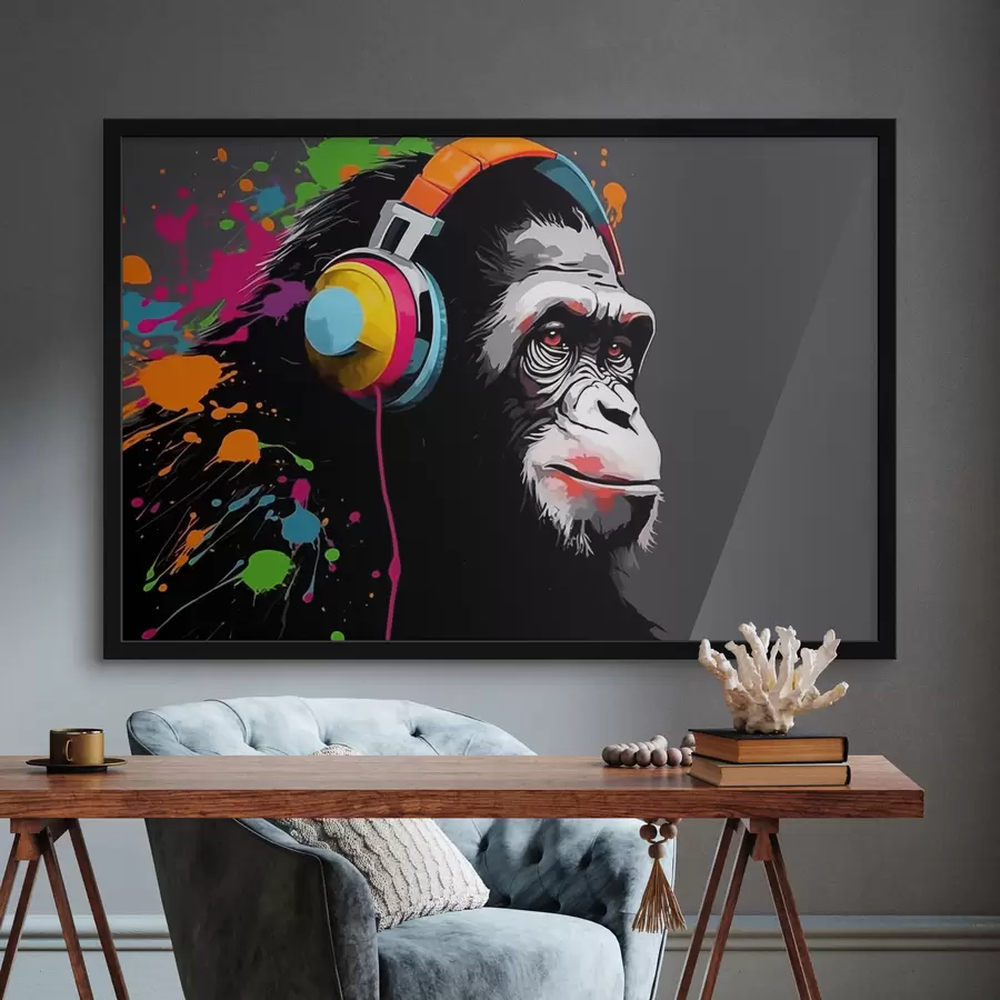 Fototapetes Pērtiķis ar austiņām f47385