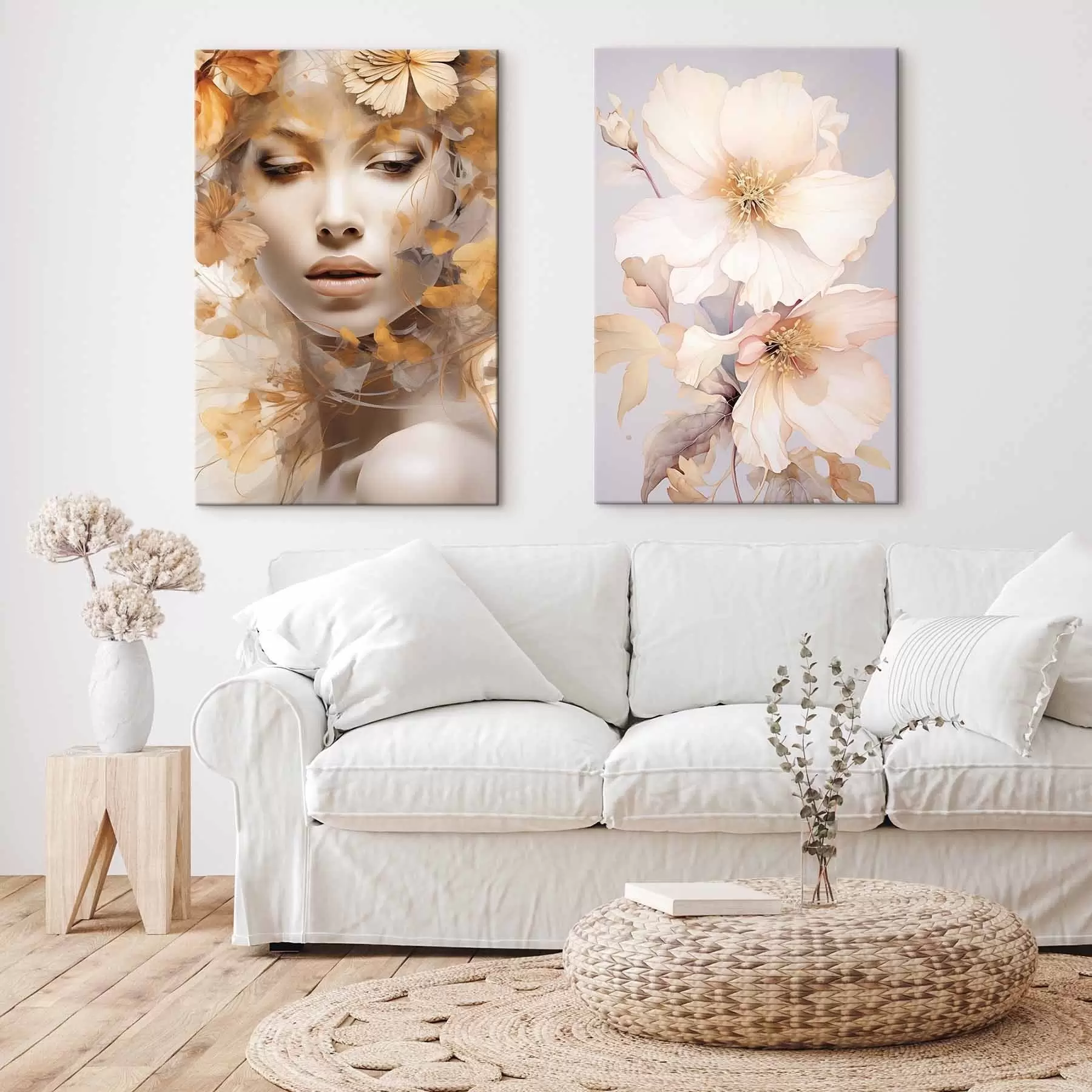 Glezna Meitene un maigi ziedi m01251