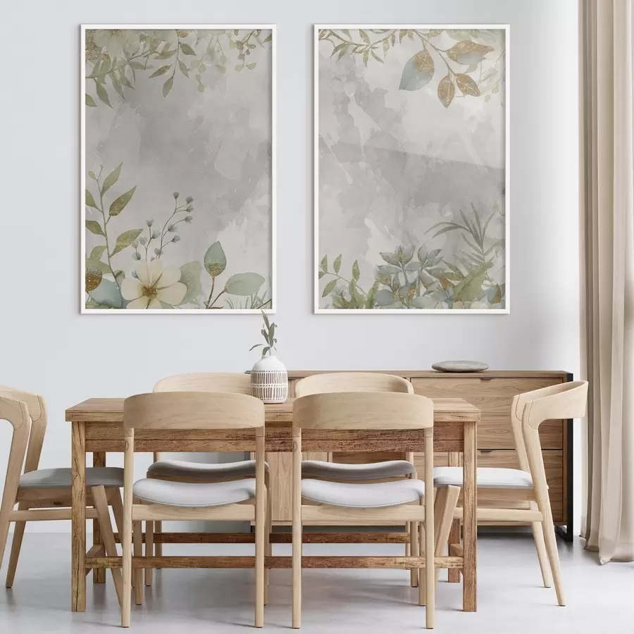 Fototapetes Delikāti augi uz gaiši pelēka fona d01070