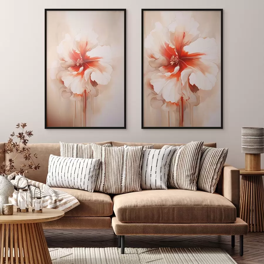 Fototapetes Baltas koraļļu ziedlapiņas uz abstraktā fona, mierīga kompozīcija d01089