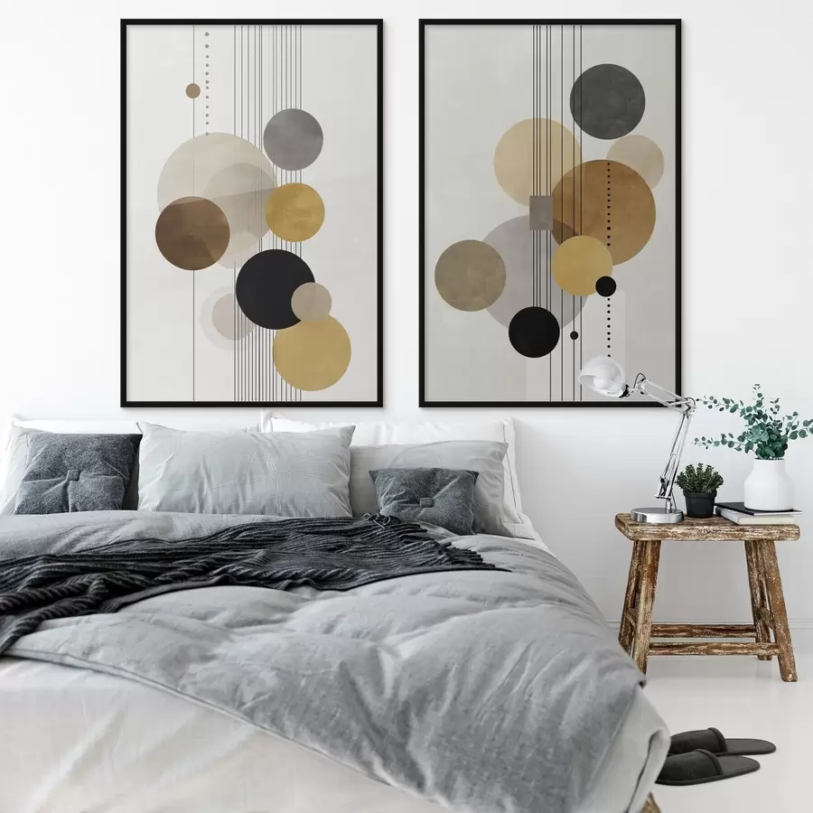 Fototapetes abstrakcija ar apļiem un līnijām siltās krāsās d01182