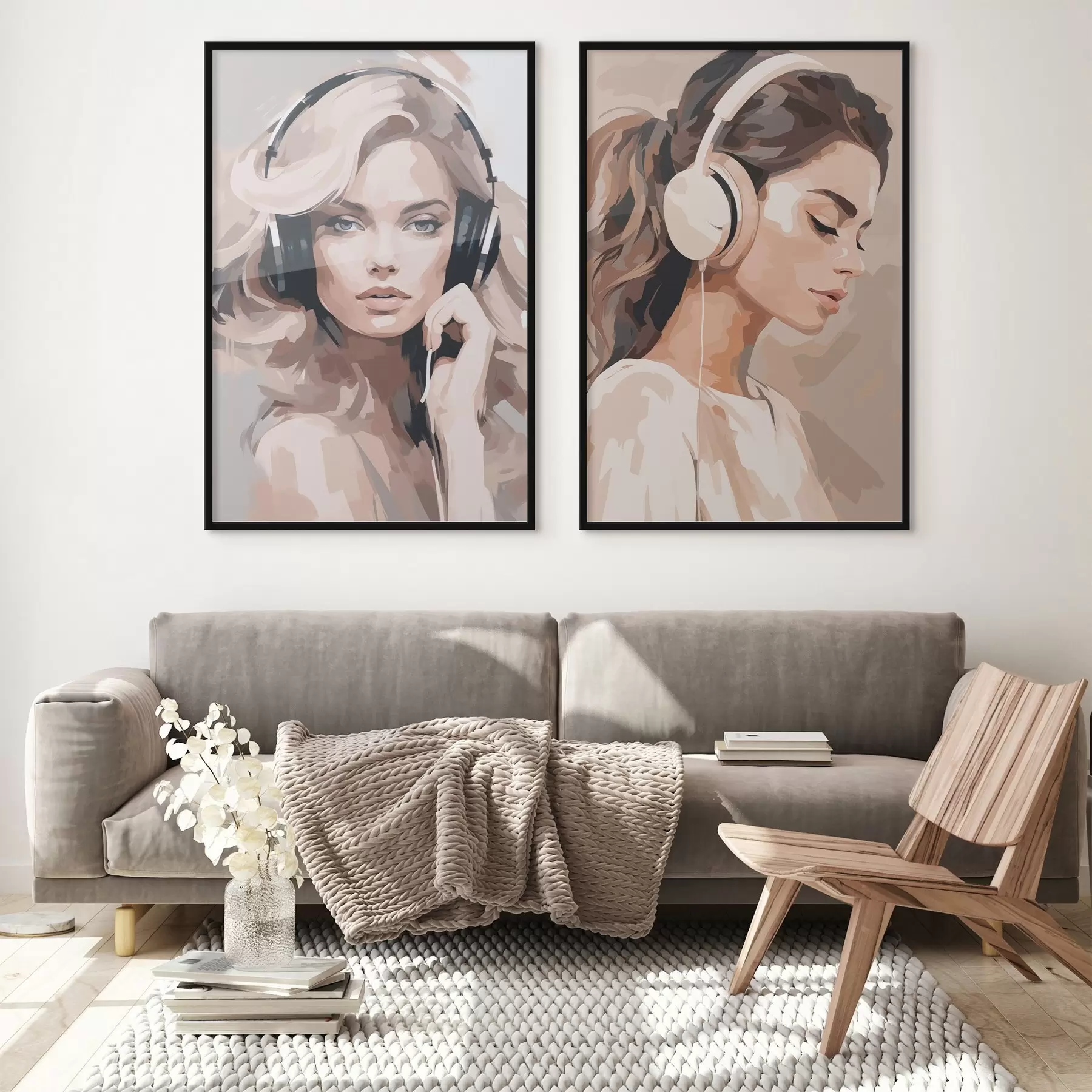 Fototapetes Meitenes ar austiņām portrets d01192