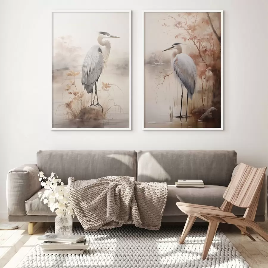 Fototapetes Gārgale stāv uz akmens ezerā, fonā redzami augsti zāles stiebri un koki. d01239