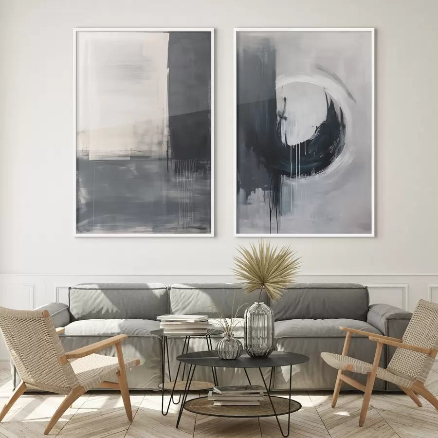 Fototapetes Abstrakta kompozīcija melnā un baltā toņos d01217