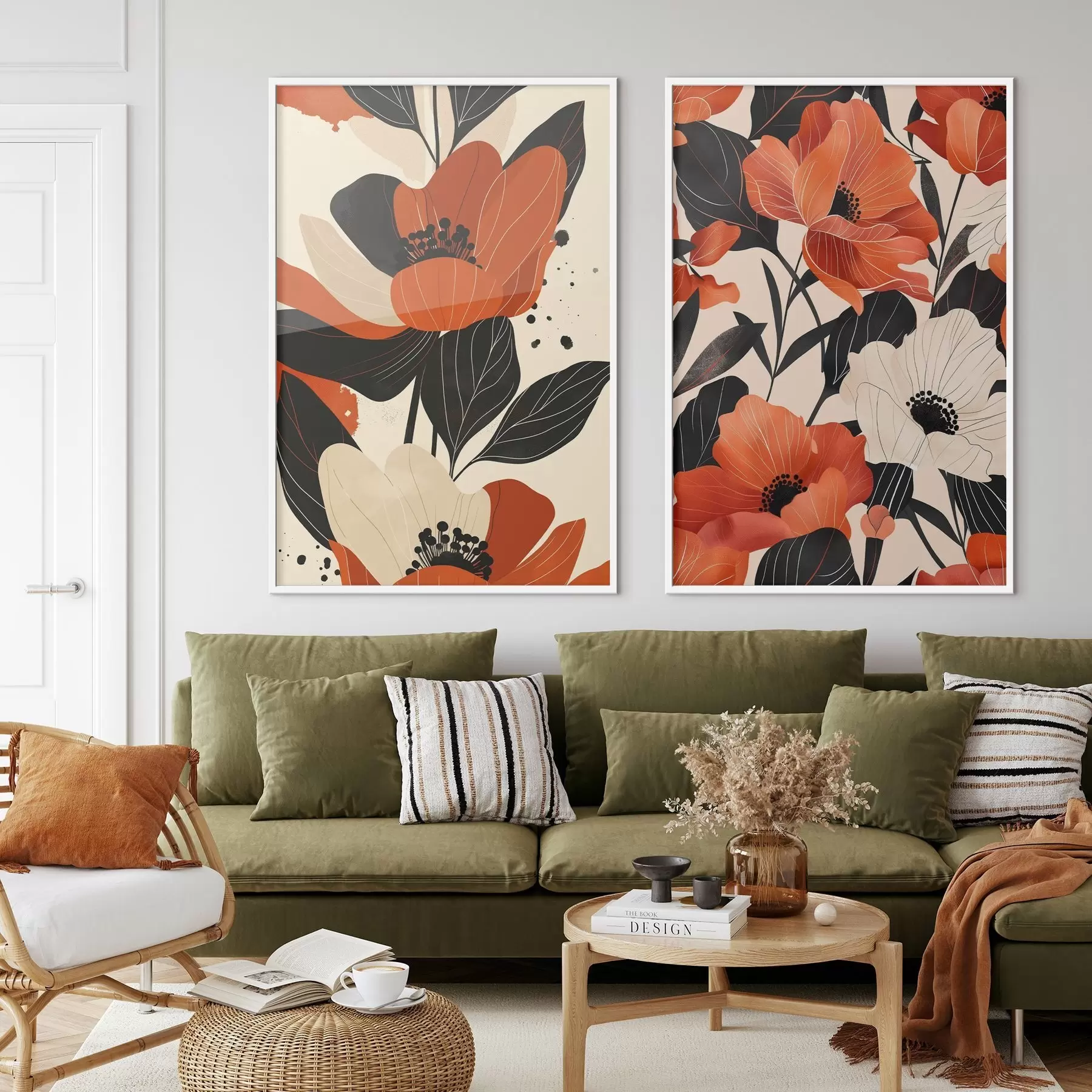 Fototapetes Ziedu kompozīcija siltos toņos d01228