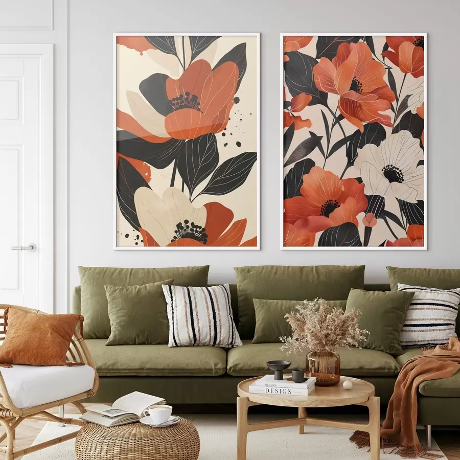 Fototapetes Ziedu kompozīcija siltos toņos d01228