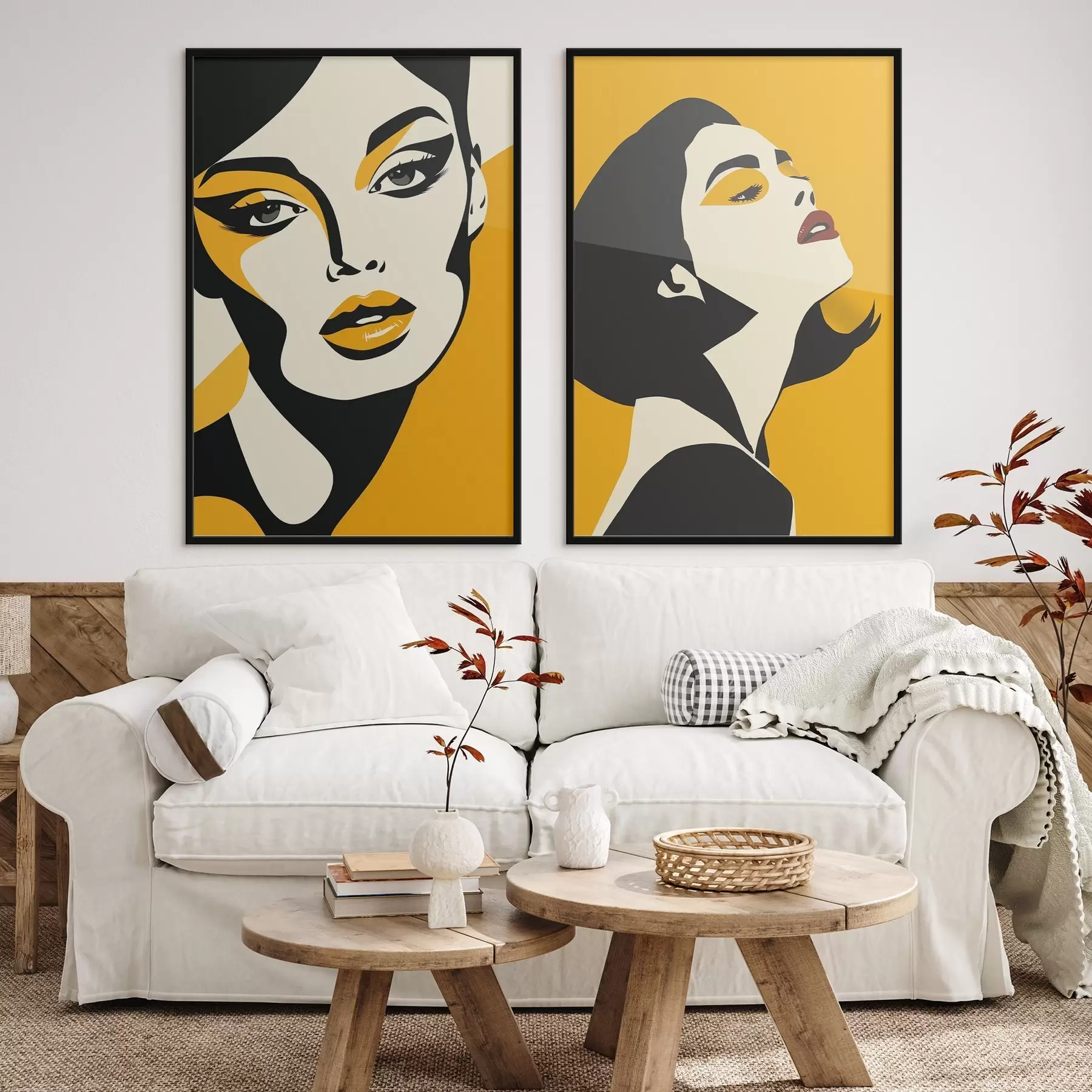 Fototapetes Sievietes portrets dzeltenos toņos d01229