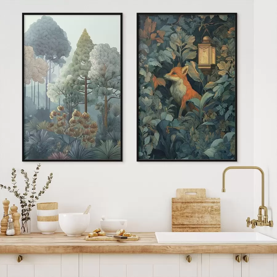 Fototapetes Mīlīgs lapsa pasaku mežā d01248