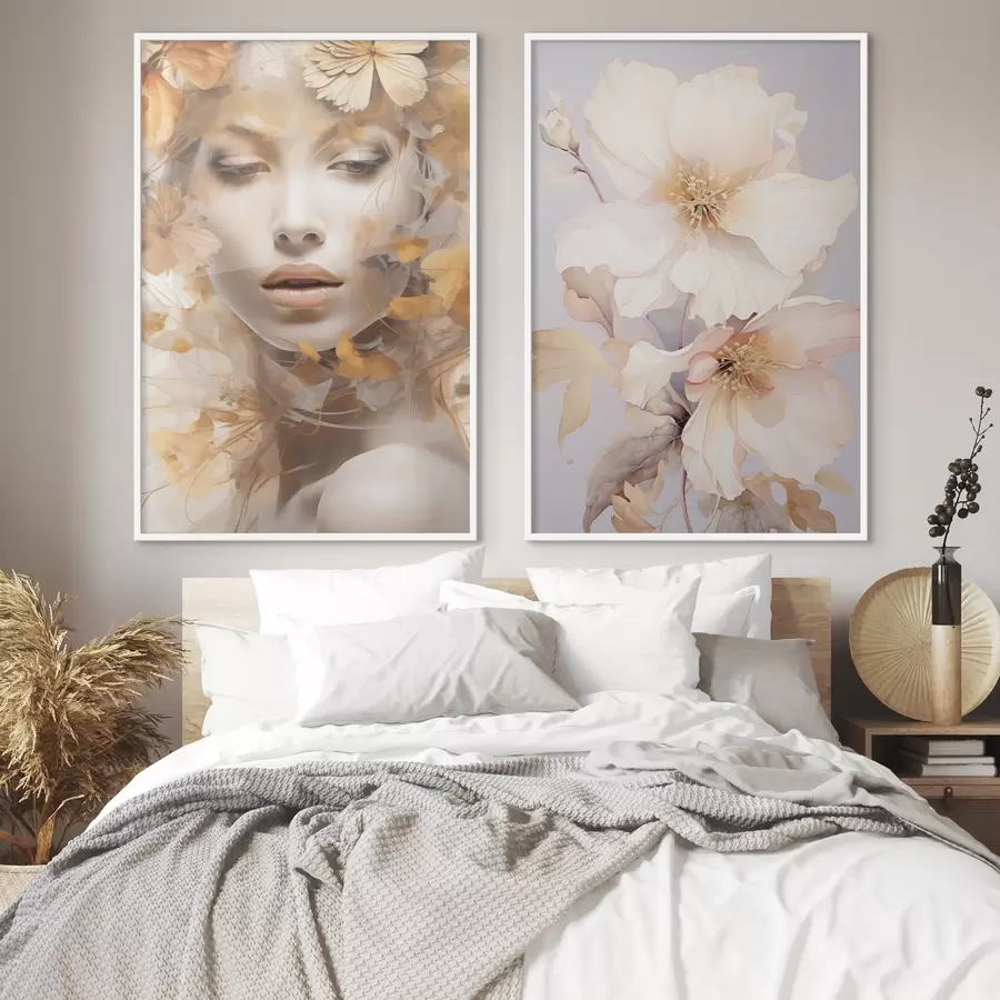 Fototapetes Meitene un maigi ziedi d01251