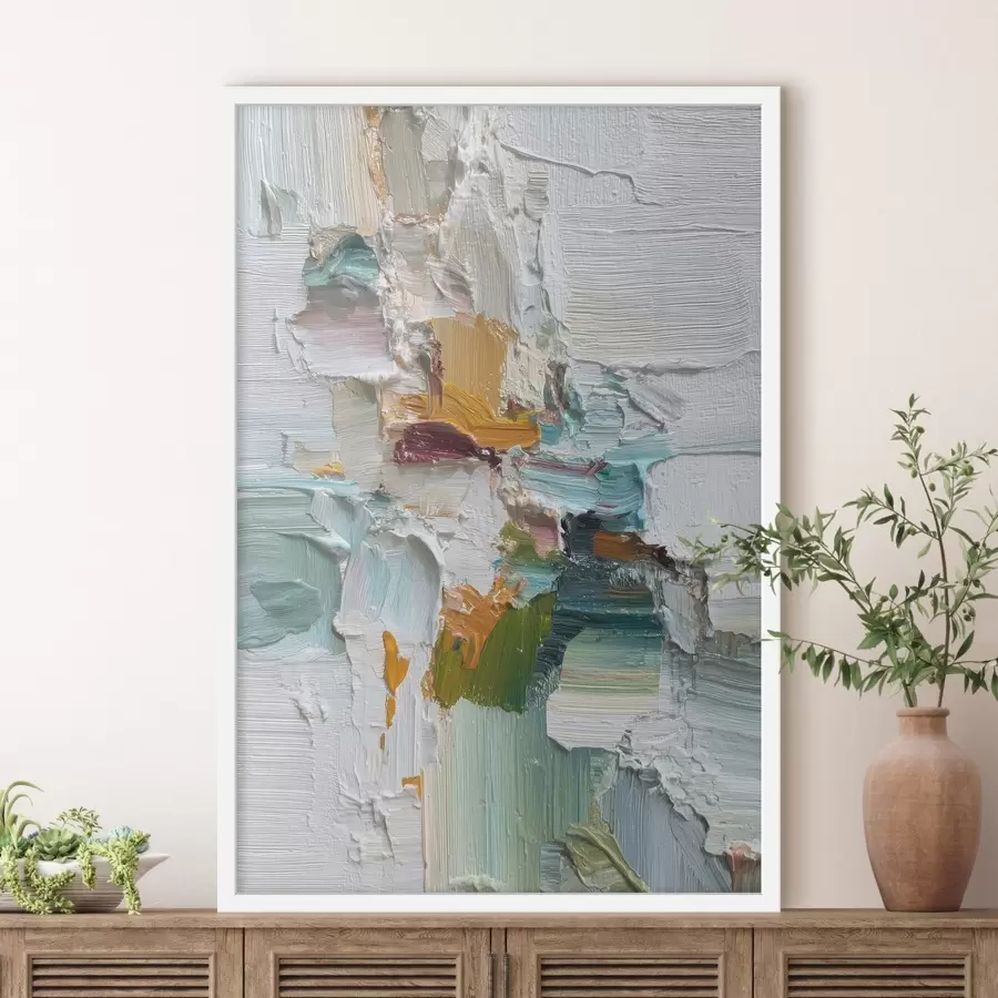 Fototapetes Kompozīcija ar tirkīza un oranža akcentiem eļļas gleznas stilā f46958