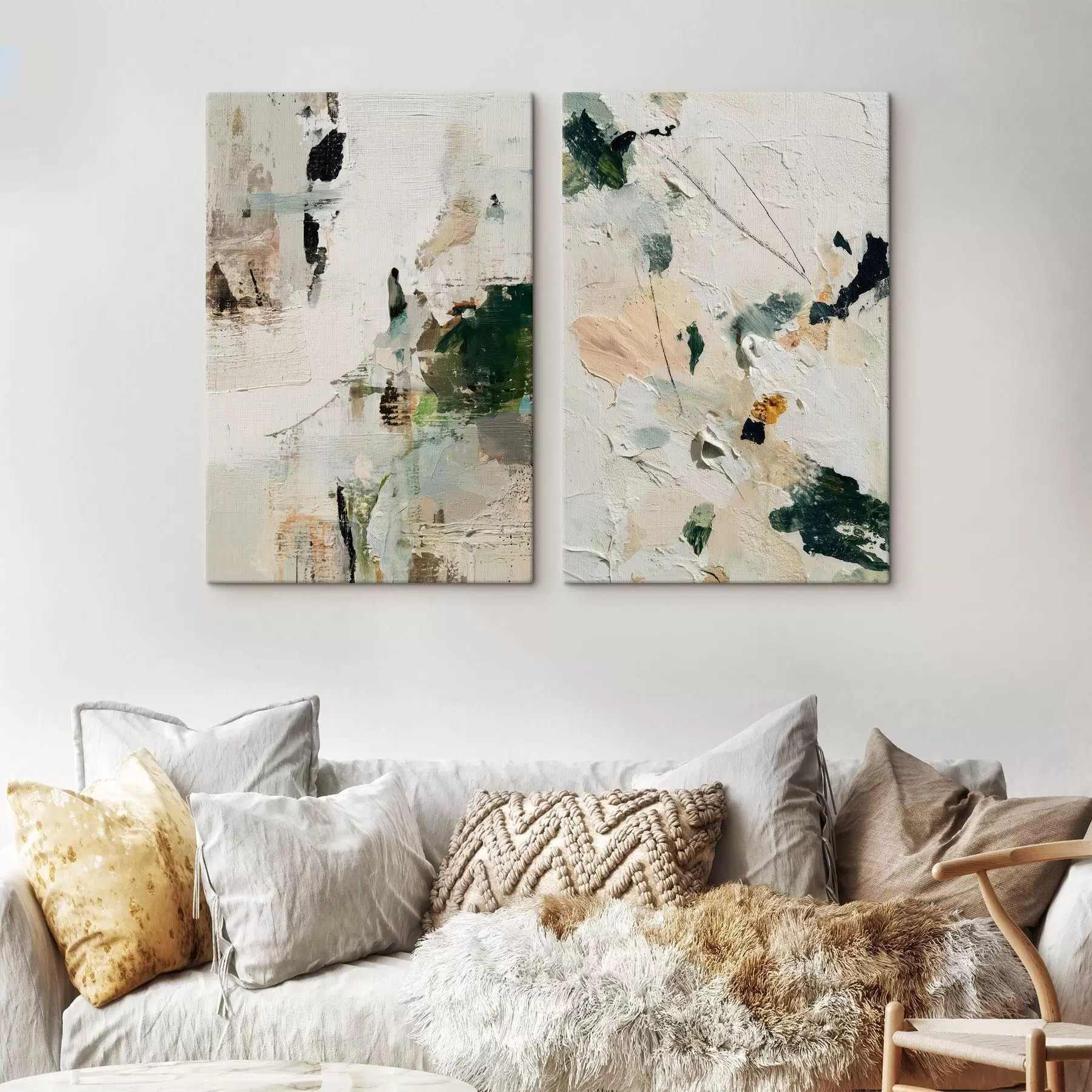 Glezna Izteiksmīgs diptihs dabiskā krāsu gamā m01099