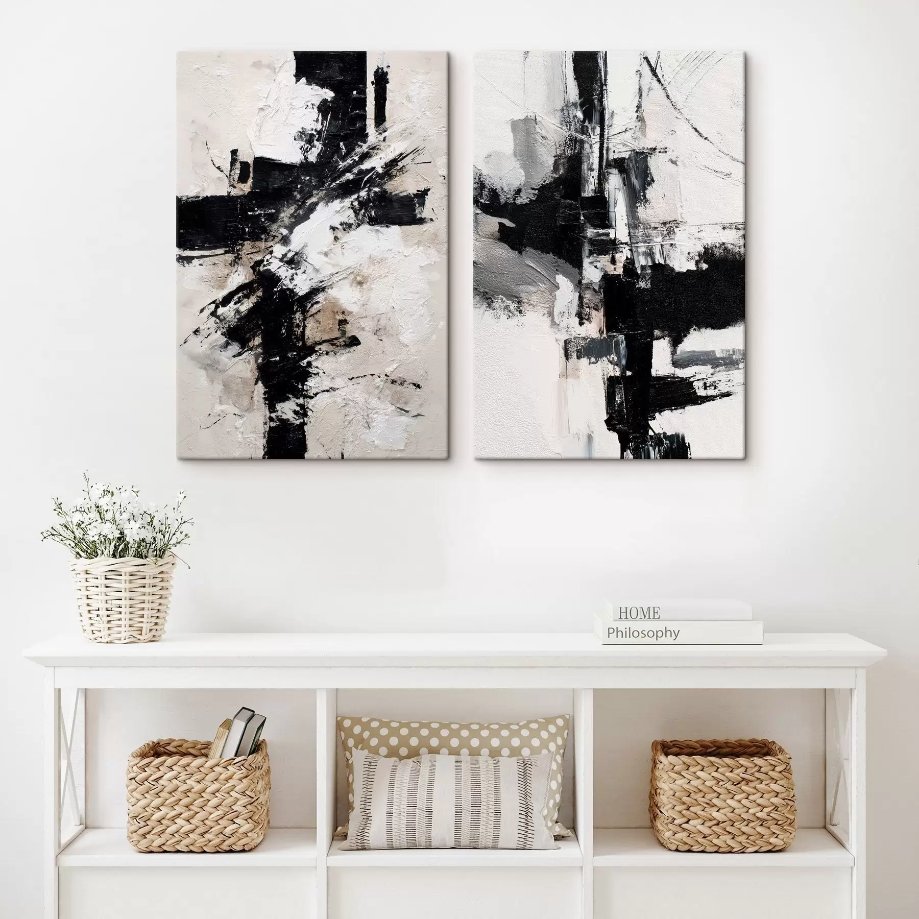 Glezna Minimālistiska kompozīcija ar dinamiskiem akcentiem un reljefa tekstūras imitāciju m01151