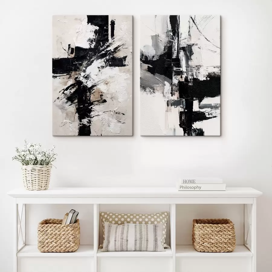 Glezna Minimālistiska kompozīcija ar dinamiskiem akcentiem un reljefa tekstūras imitāciju m01151