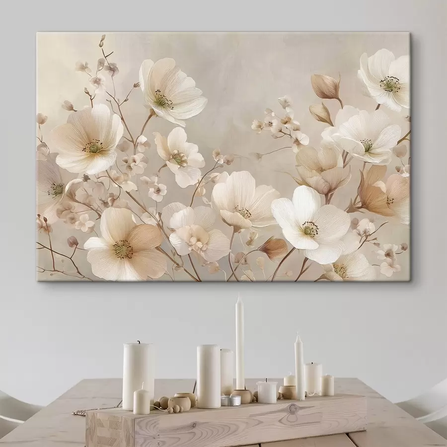 Glezna Lieli ziedi uz gaiša fona s47650