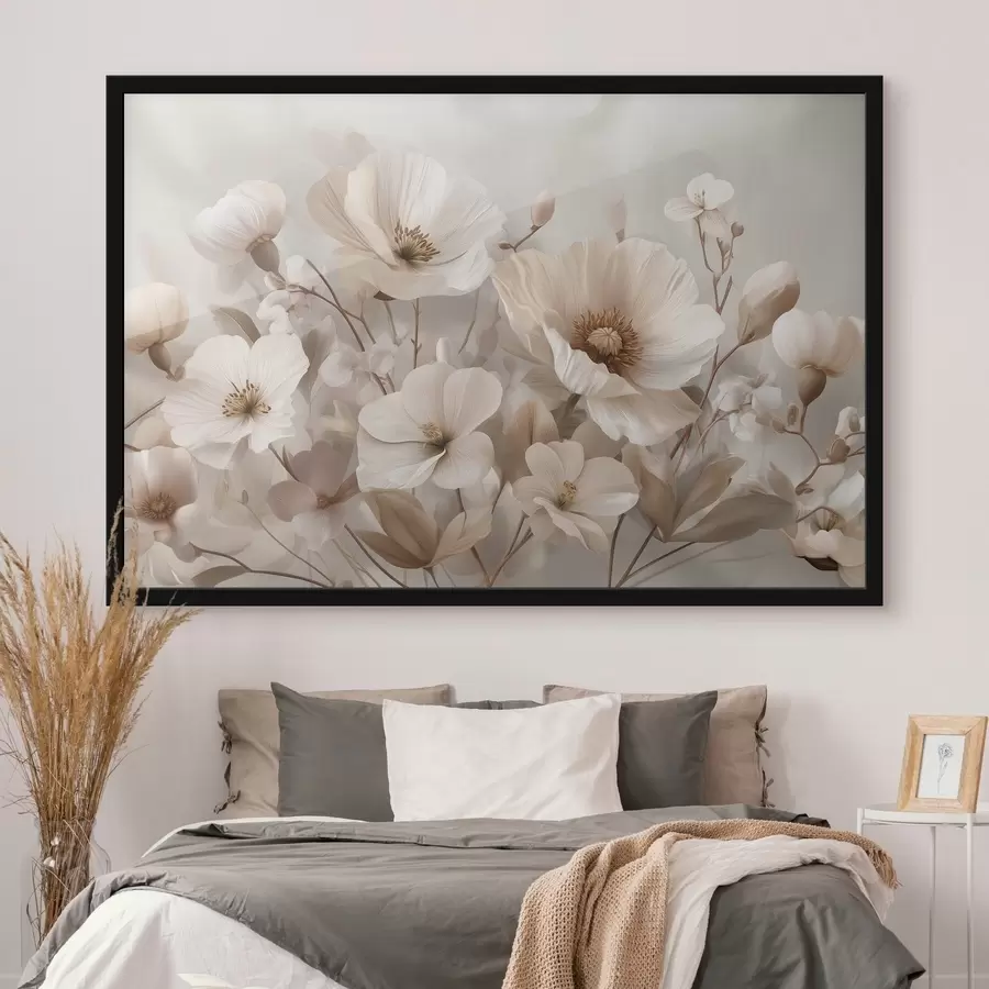 Fototapetes Lieli ziedi uz gaiša fona f47645