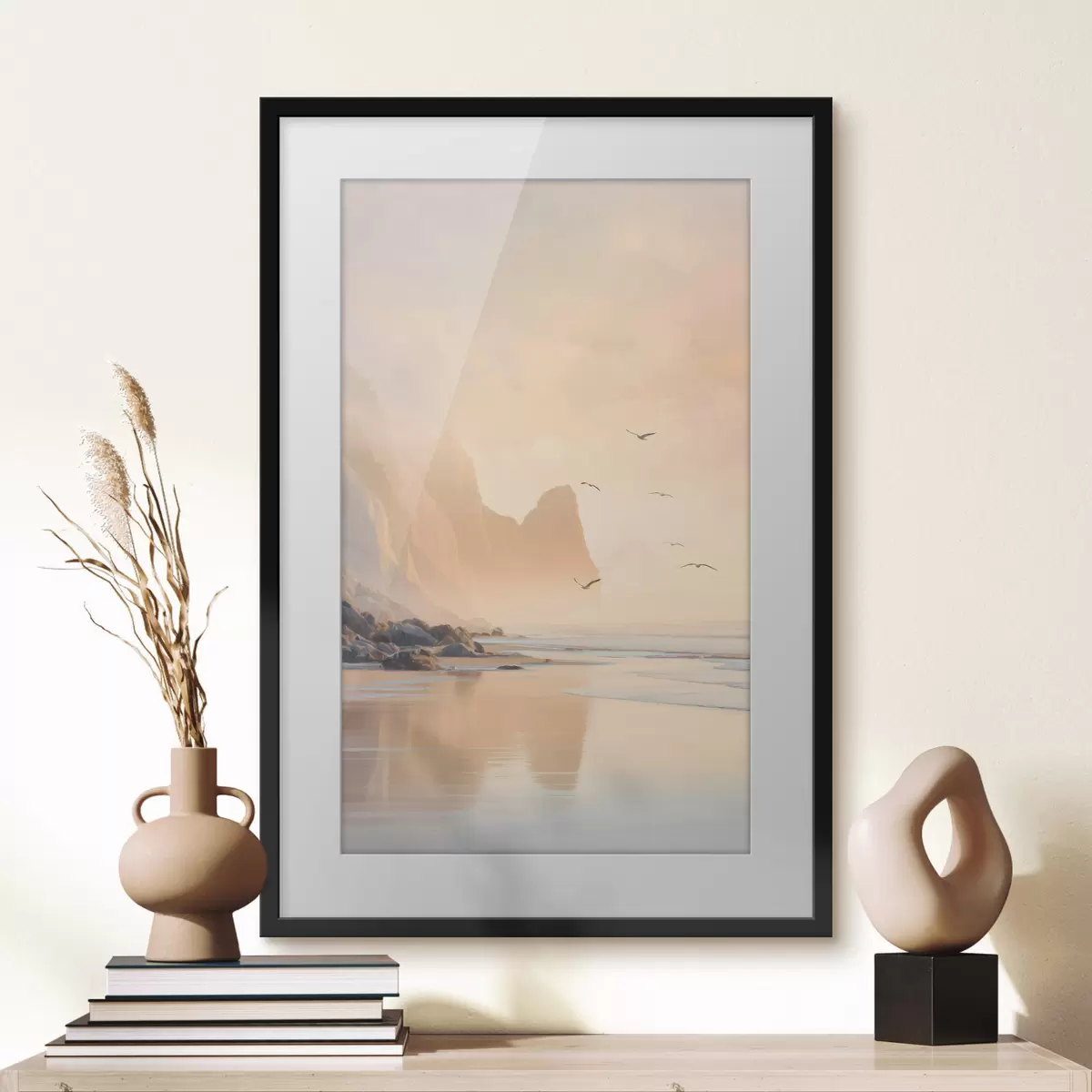 Plakāts ocean dawn pret kalnu fonu f47689
