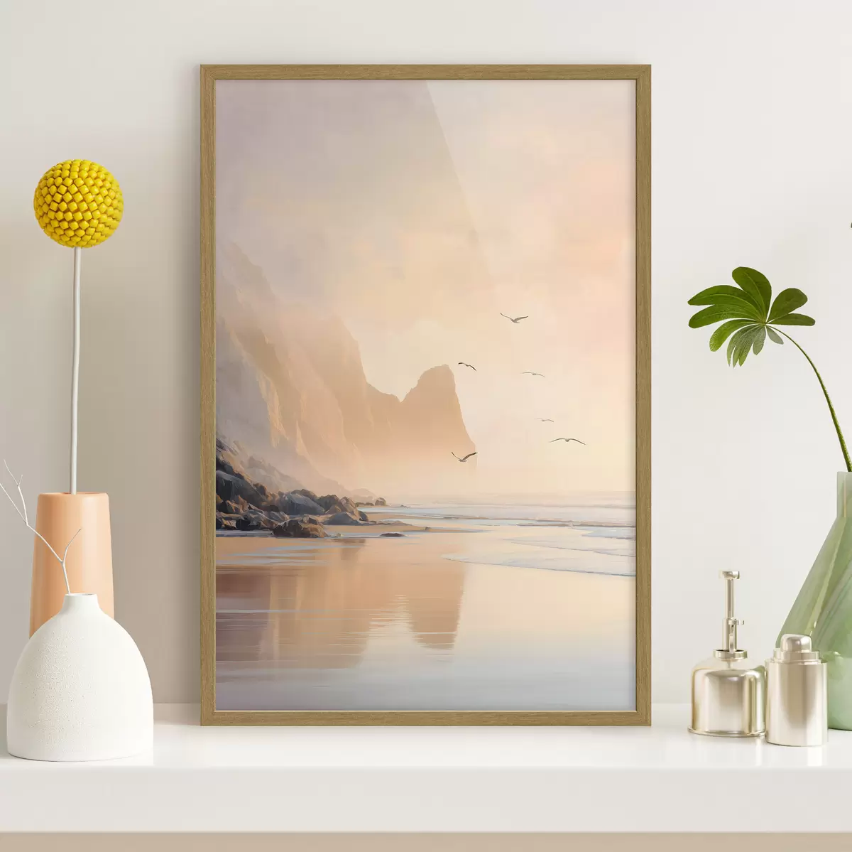Plakāts ocean dawn pret kalnu fonu f47689
