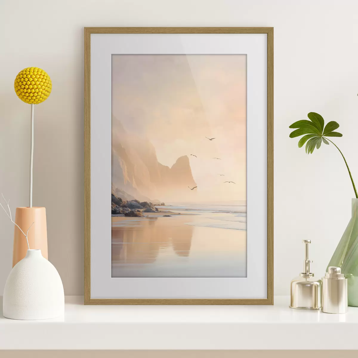 Plakāts ocean dawn pret kalnu fonu f47689