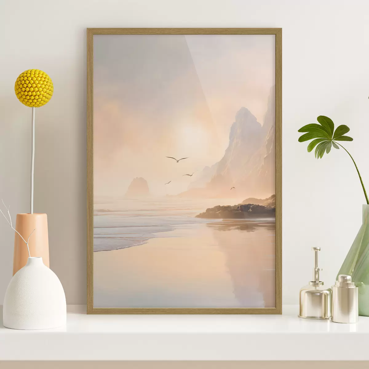 Plakāts ocean dawn pret kalnu fonu f47690