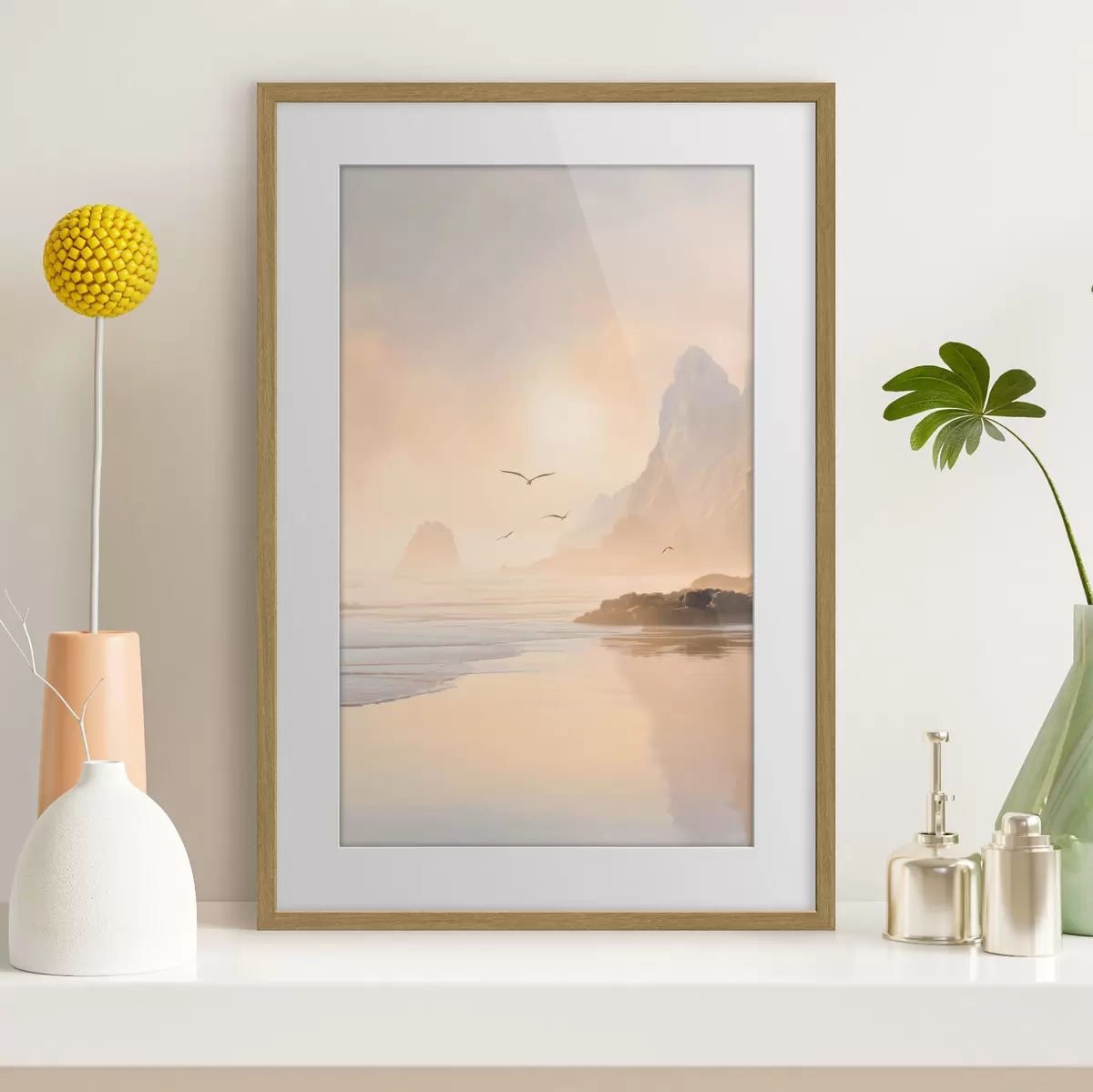 Plakāts ocean dawn pret kalnu fonu f47690