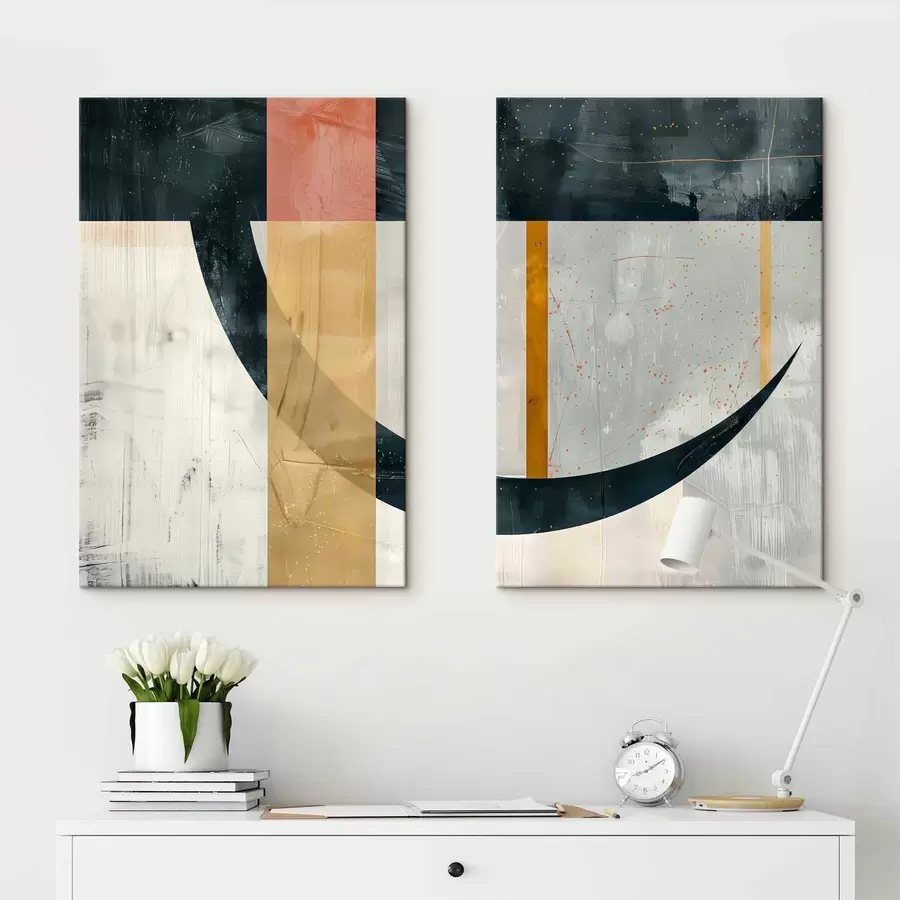 Glezna Ģeometriskas formas uz izbalējuša fona m01285