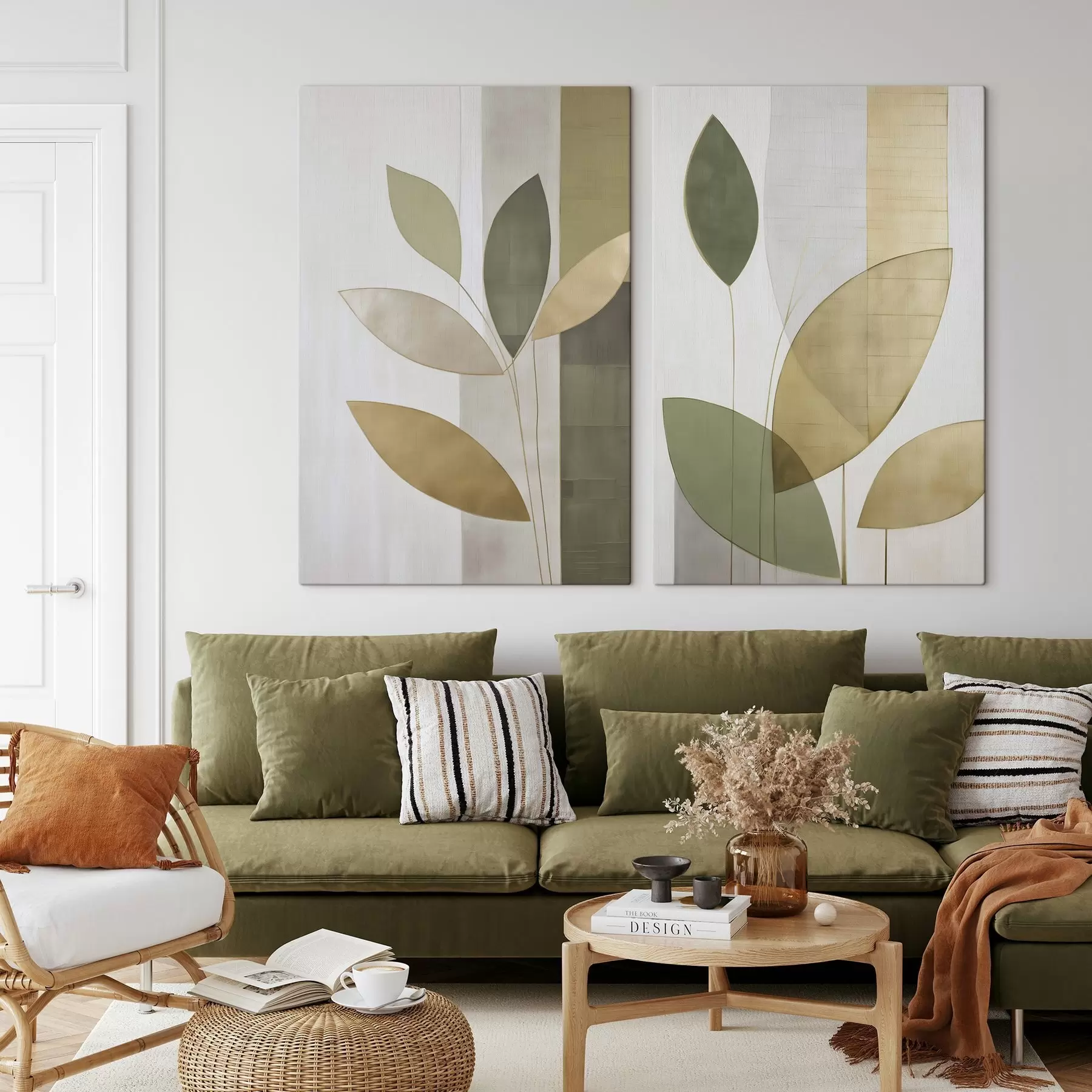 Glezna Abstrakcija ar lapām m01291