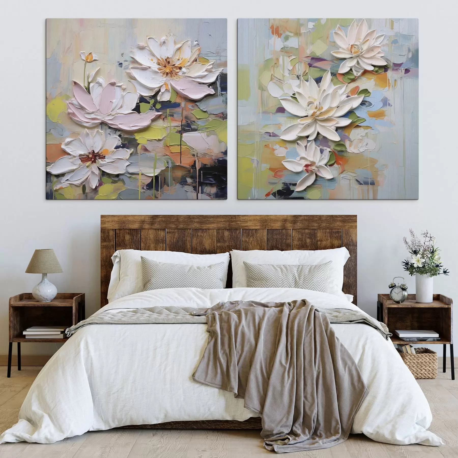 Glezna Abstraktas lotosa ziedi, imitācijas glezna m01295