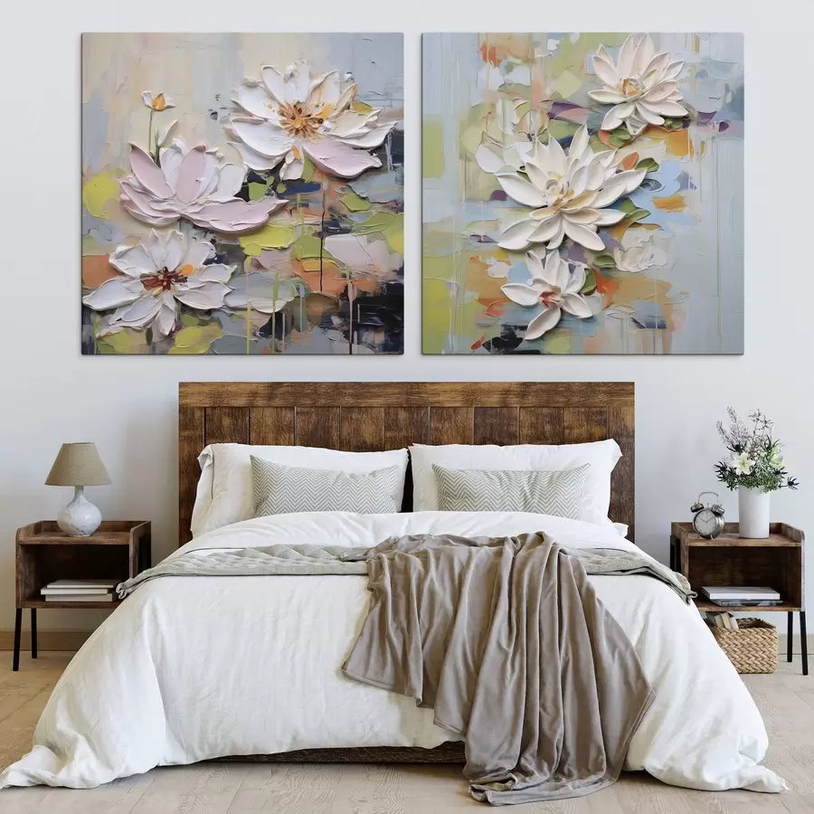 Glezna Abstraktas lotosa ziedi, imitācijas glezna m01295