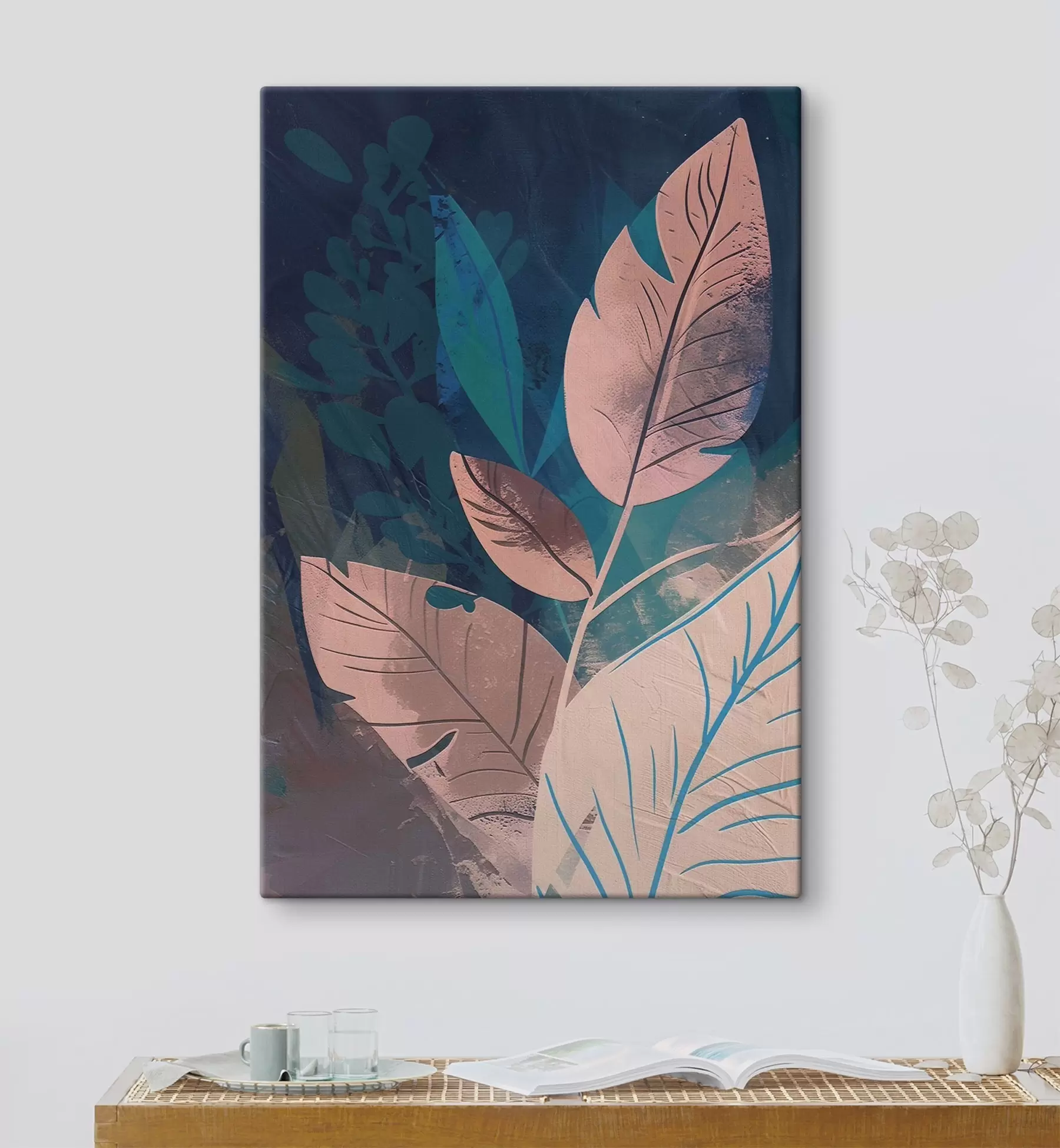 Glezna Zari un lapas, abstrakcija s47749