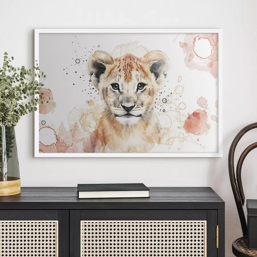 Fototapetes Akvareļa lauvas mazulis, zīmuli efekts f47742