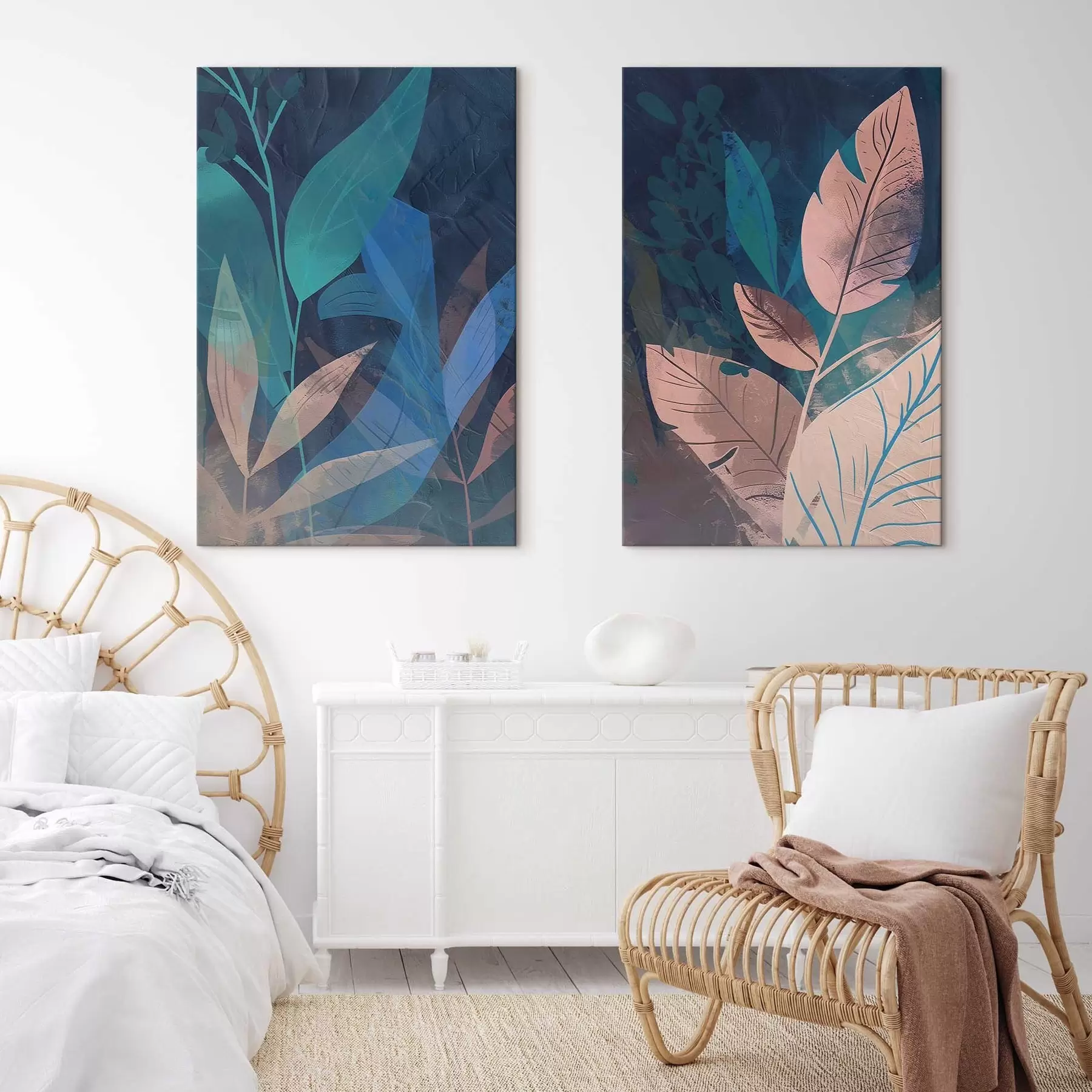 Glezna Zari un lapas, abstrakts m01301