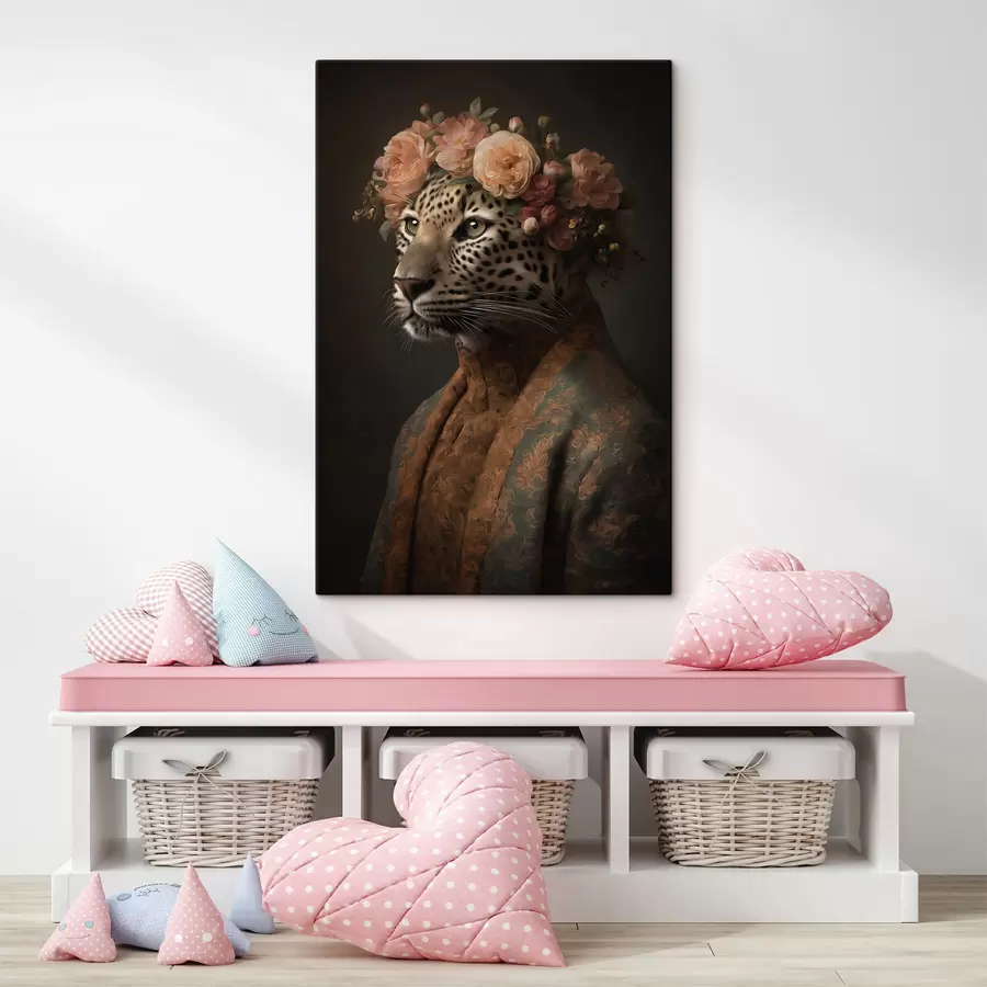 Glezna Leopards ar ziediem s47737