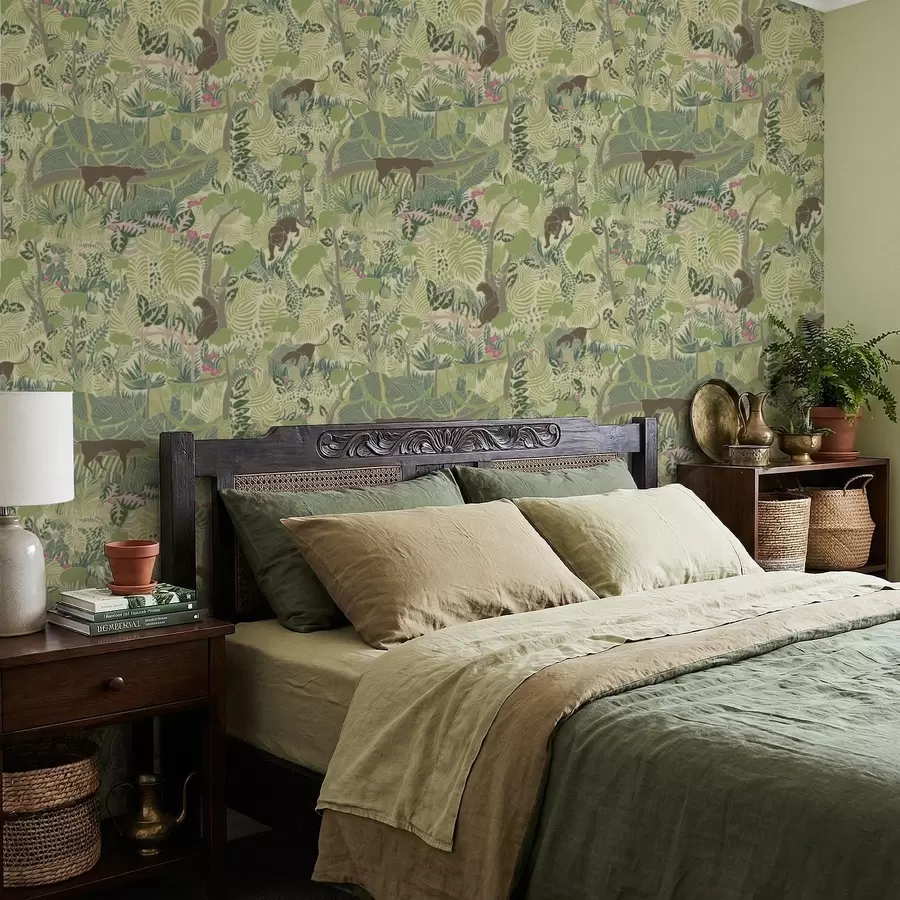 Fototapetes Meža ainava ar dzīvniekiem un blīvu lapotni a01108