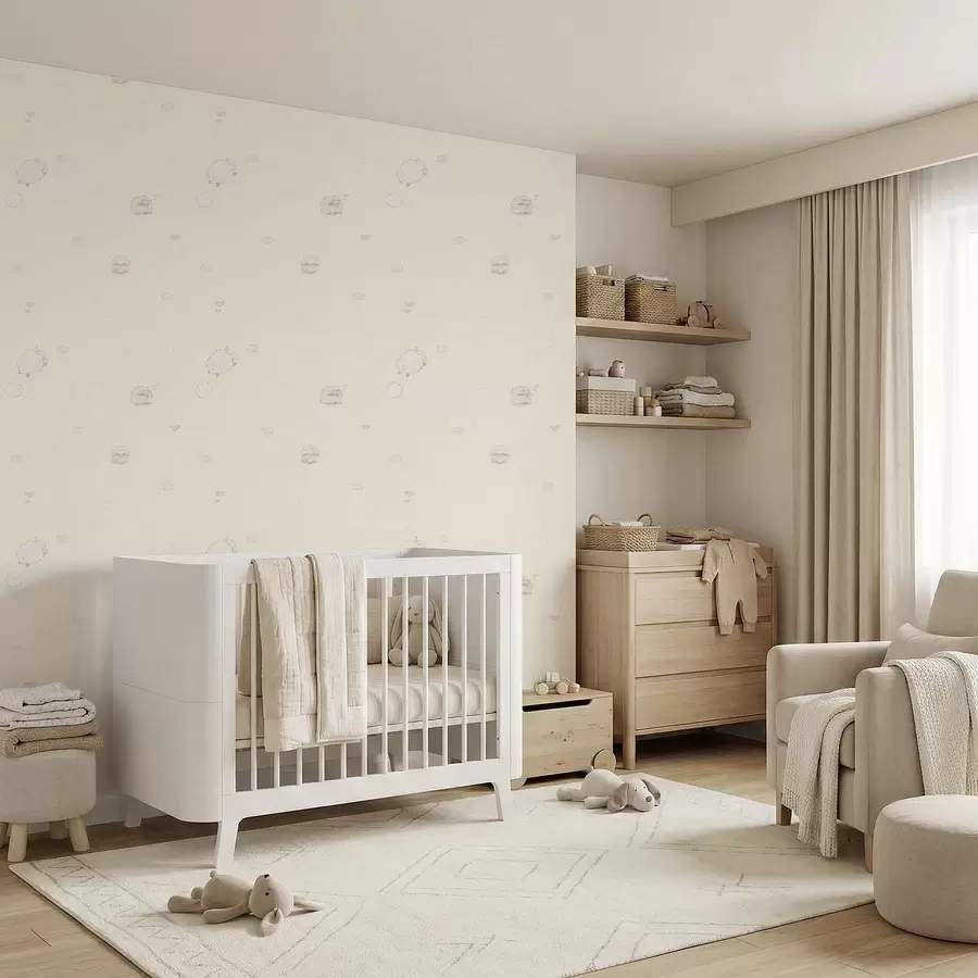 Fototapetes Cute pattern with sheep and small hearts a01109