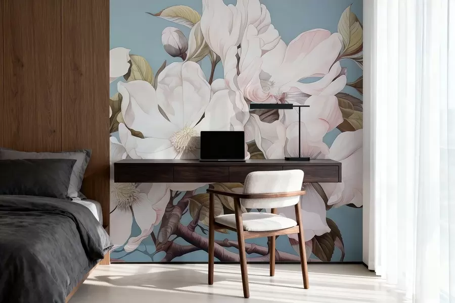 Fototapetes Krāšņi ziedi uz koka zara w05178