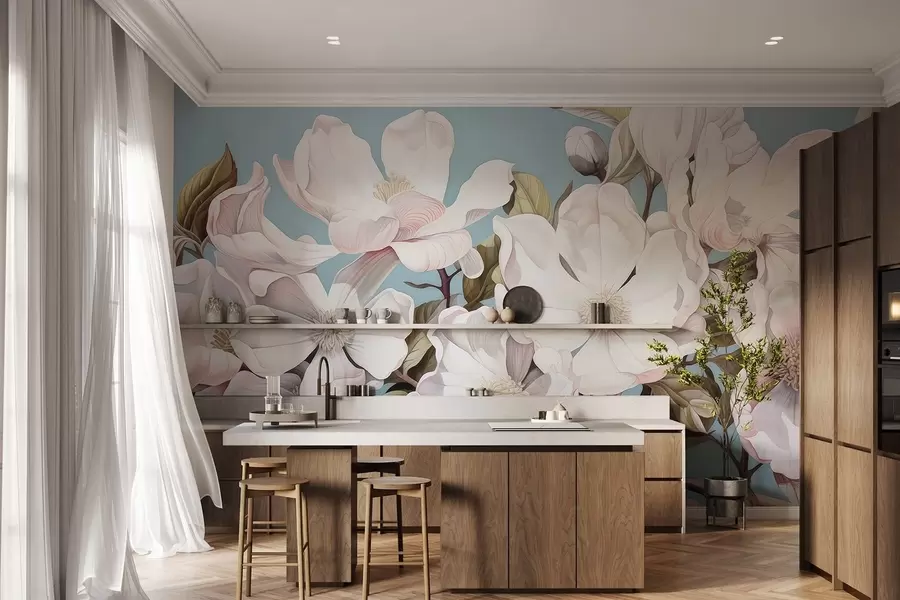 Fototapetes Krāšņi ziedi uz koka zara w05178