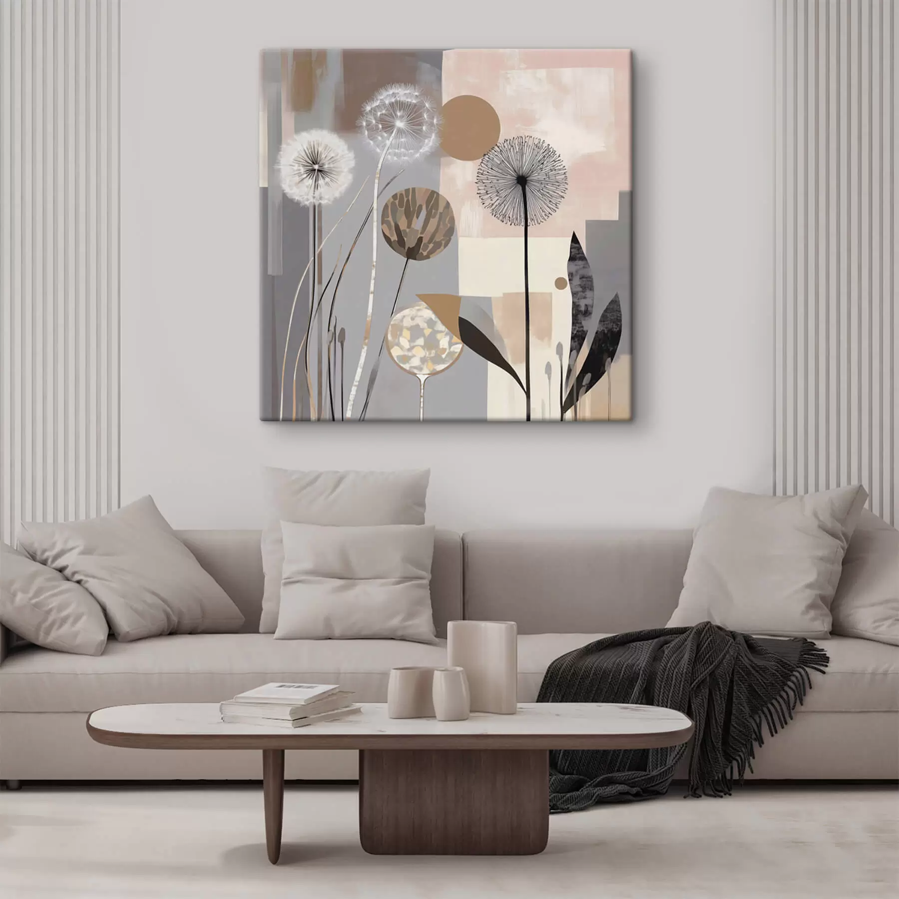 Glezna Abstrakcija ar pienenēm un augiem s47776