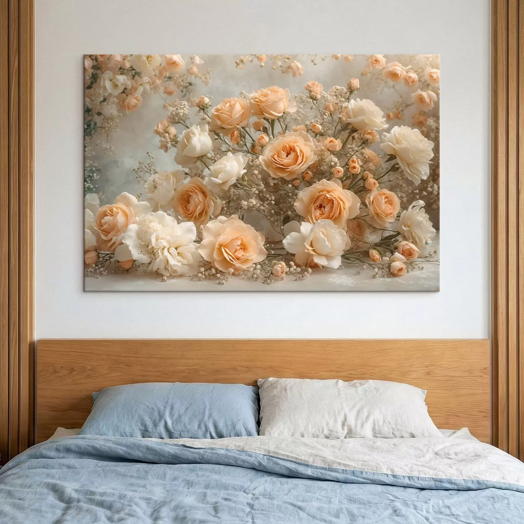 Fototapetes Delikātas krēmkrāsas rozes lielā kompozīcijā s47279