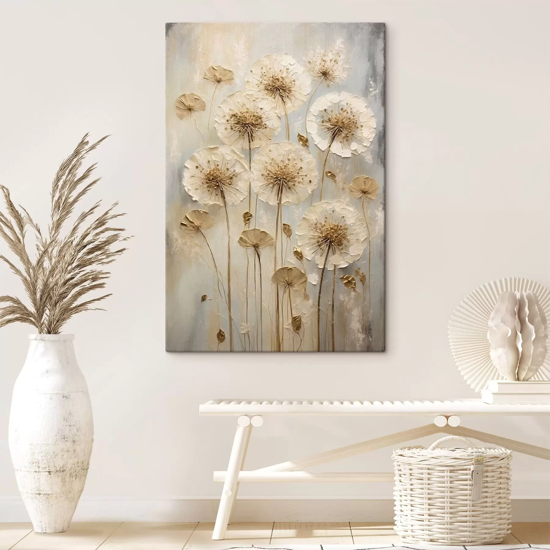 Glezna Gari krēmkrāsas ziedi uz gaiša fona s47282