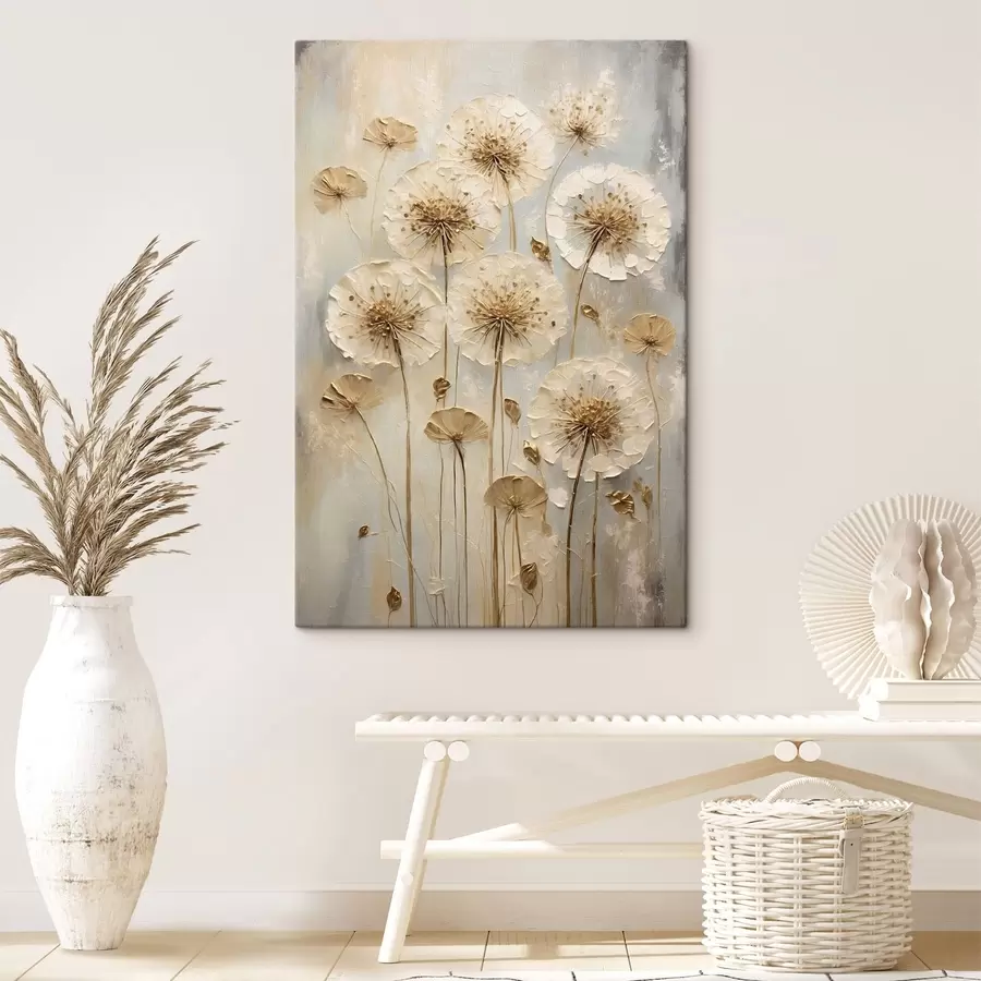 Glezna Gari krēmkrāsas ziedi uz gaiša fona s47282