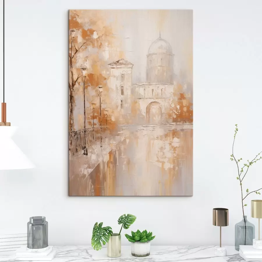 Glezna Pilsētas skats ar arku siltos toņos s47303