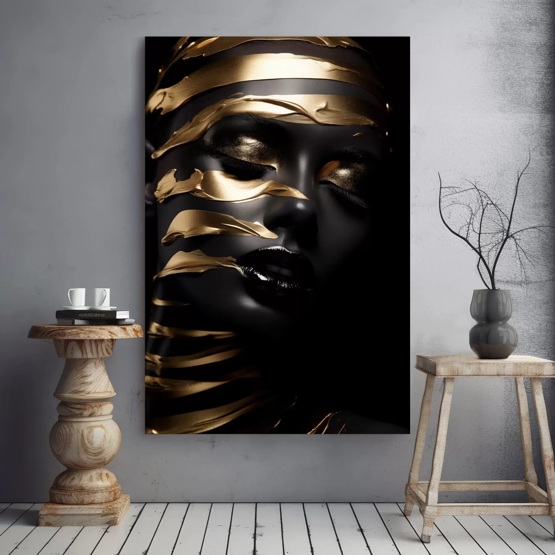 Glezna Seja ar tumšu toni un svītriņām s47321