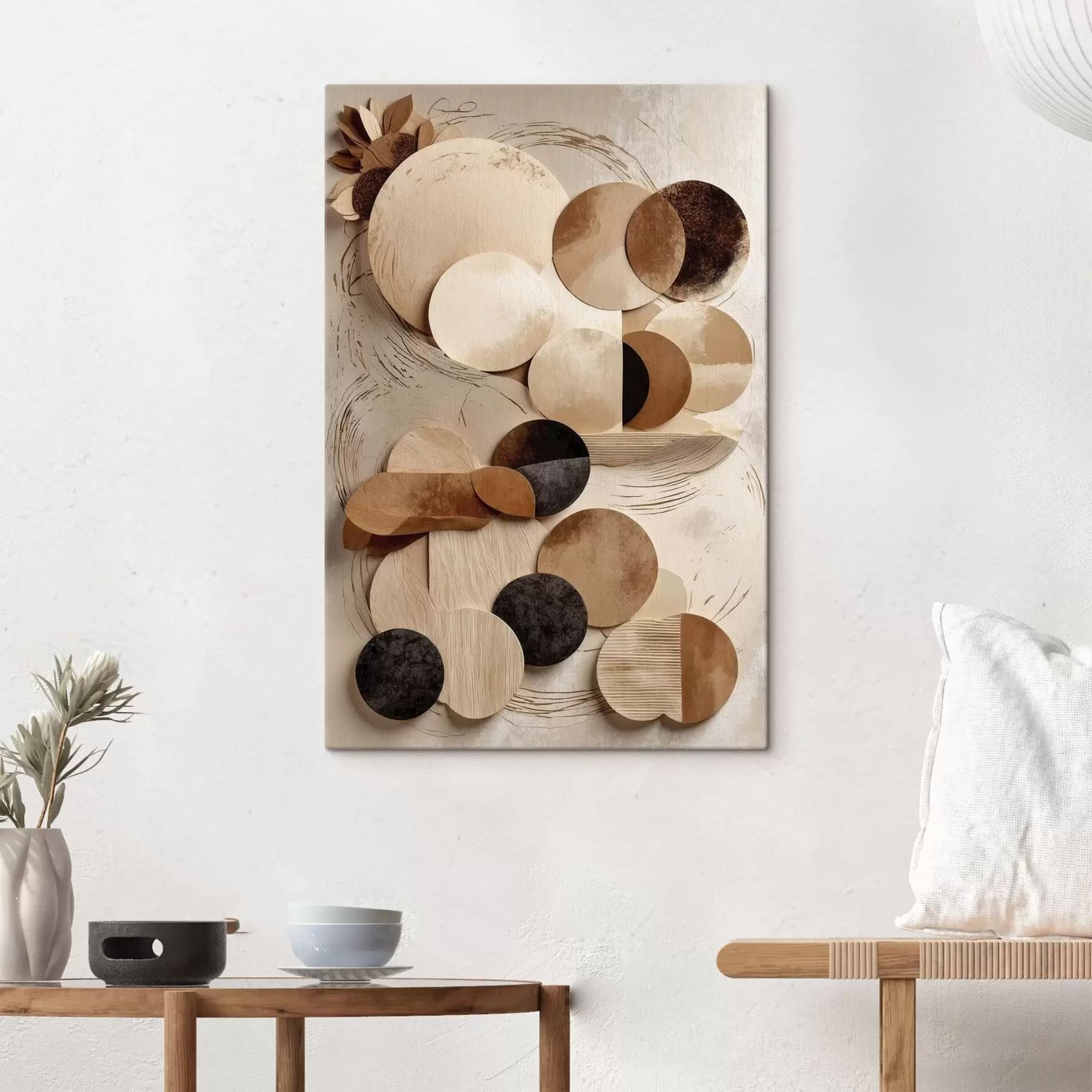 Glezna Apļveida formu kompozīcija siltos toņos s47751