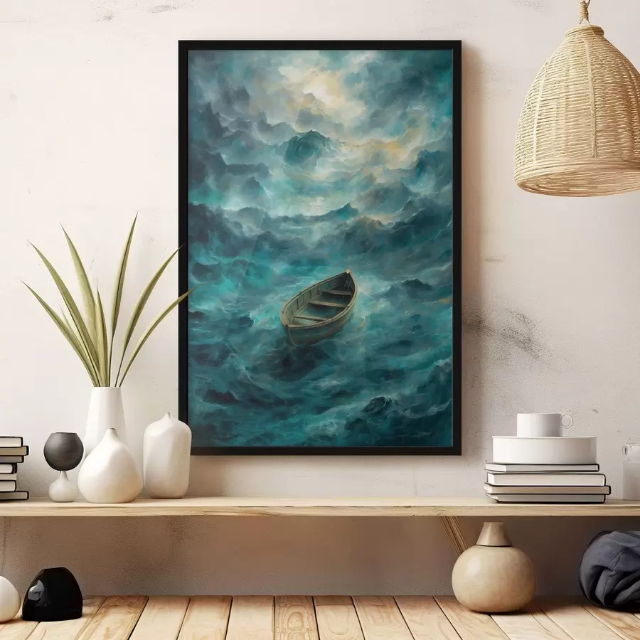 Fototapetes Laiva uz viļņiem vētrainā jūrā f47272