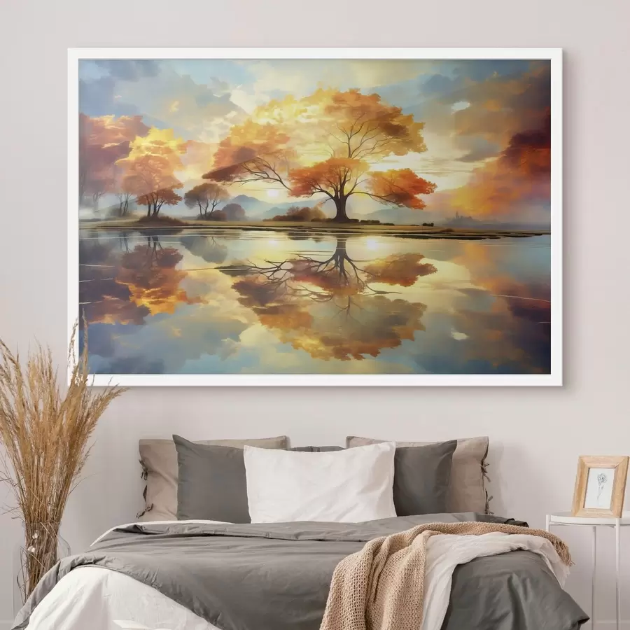 Fototapetes Spilgti koki, kas atspoguļojas ūdenī f47287