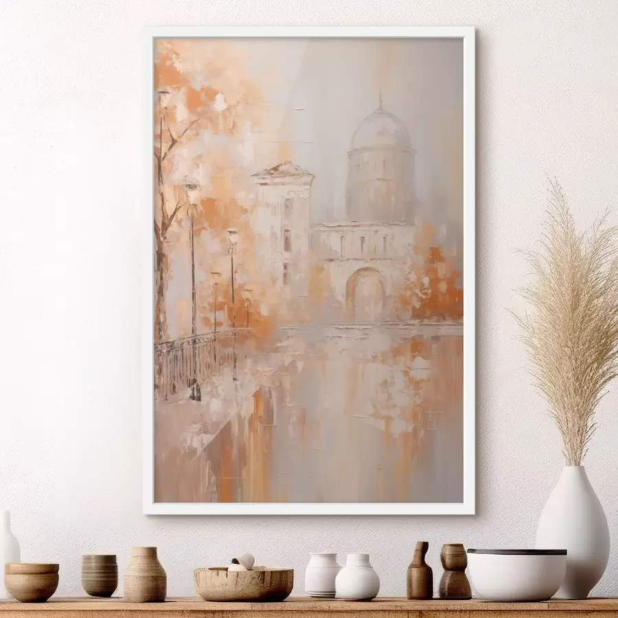 Fototapetes Pilsētas skats ar arku siltos toņos f47303