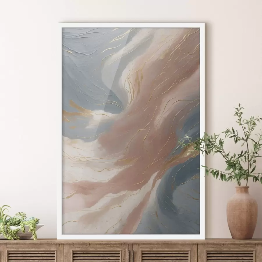 Fototapetes Abstraktas viļņi maigās zilas un rozā toņos f47753